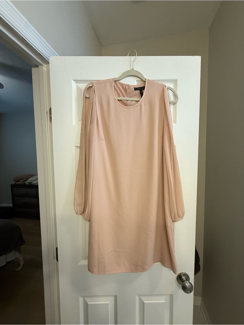 BCBGMaxAzria blush pink long-sleeve shift dress